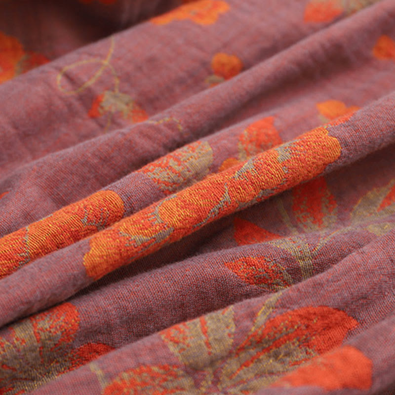 Unisex Cotton Bathrobe | V-Neck Double-Layer Jacquard