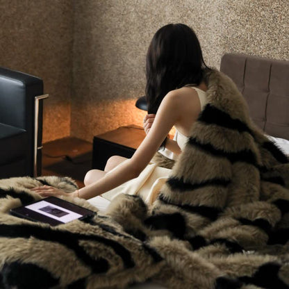 Zebra Print Blanket | Faux Fur Polyester | 39" x 63"