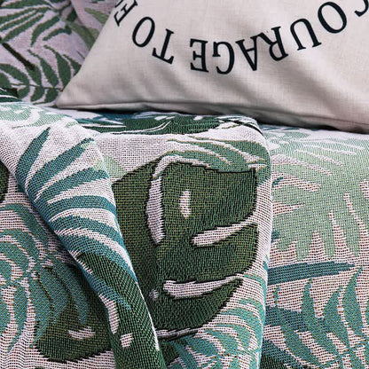 Palm Pattern Sofa Cover | Double-Sided Design | Multiple Sizes Available