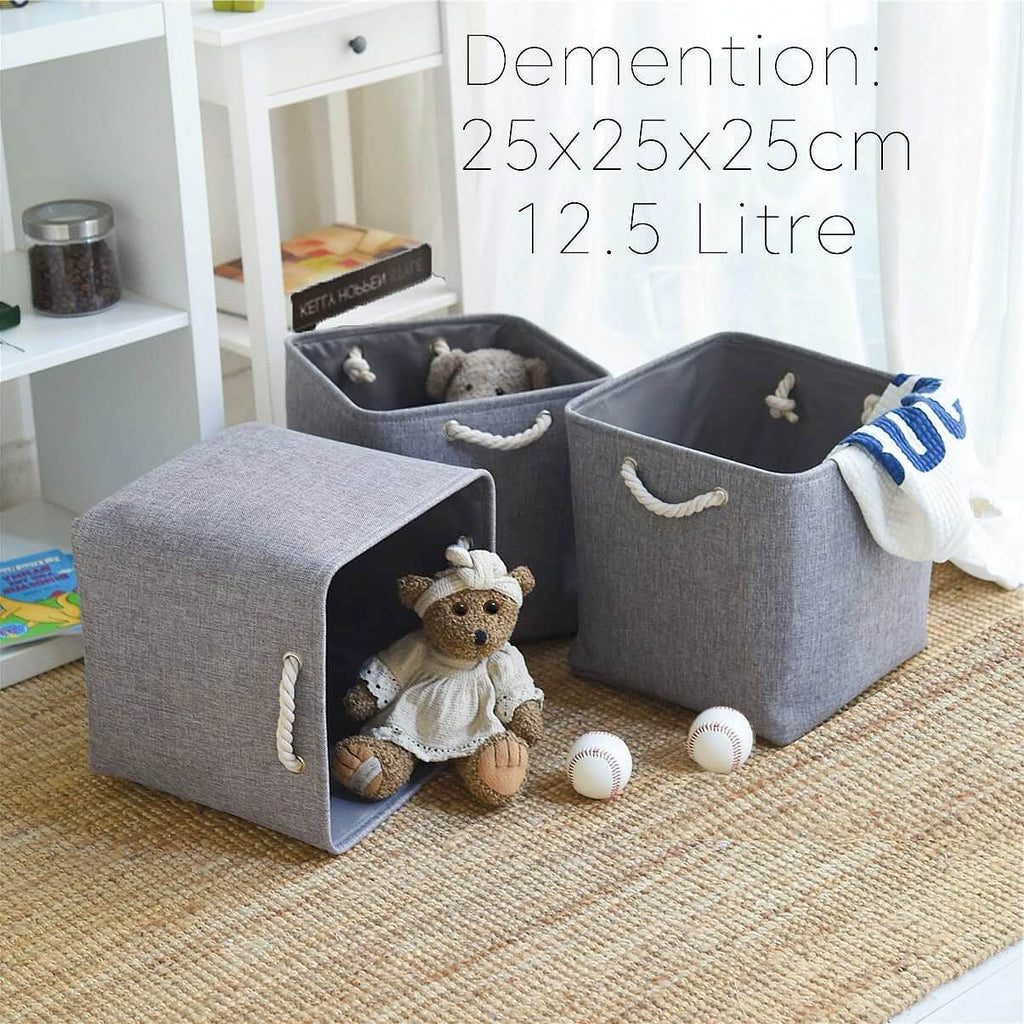 Fabric Storage Cubes | Foldable with Cotton Rope Handles | 25cm x 25cm
