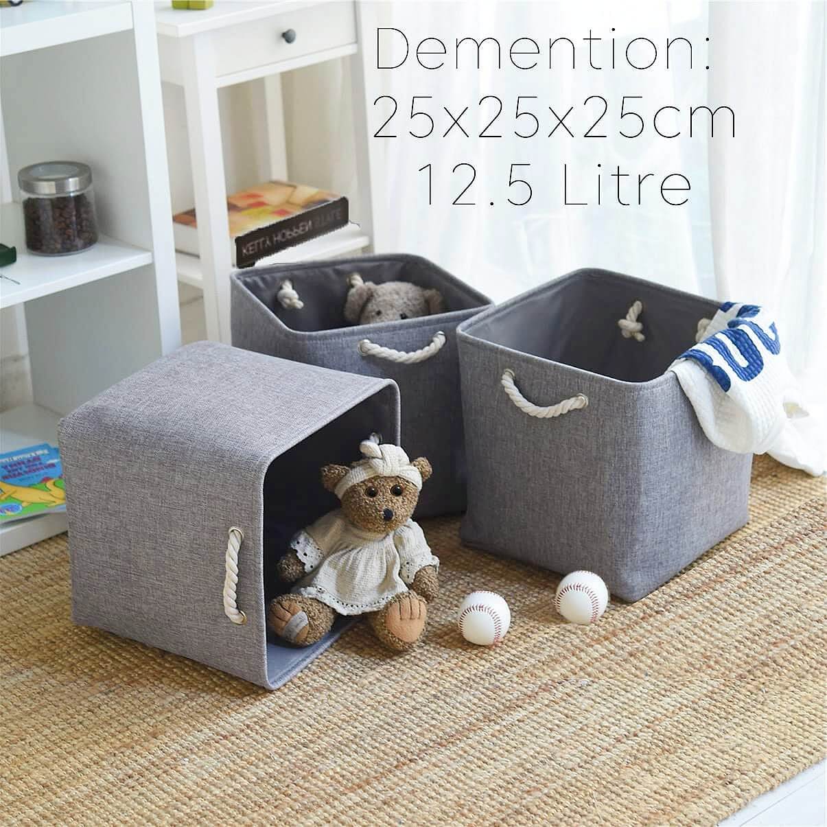 Fabric Storage Cubes | Foldable with Cotton Rope Handles | 25cm x 25cm
