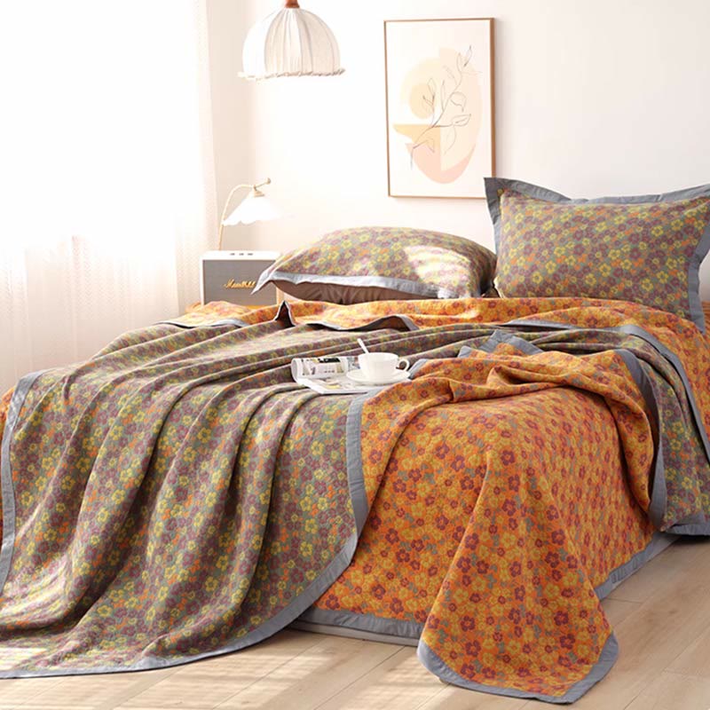 Floral Jacquard Cotton Quilt | Reversible Design | Full/Queen/King Sizes