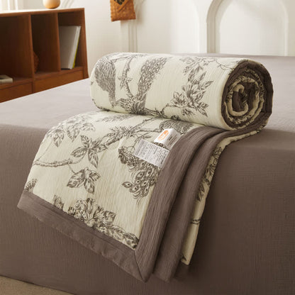Cotton Gauze Quilt | Double-Sided Floral Design | Full/Queen Size