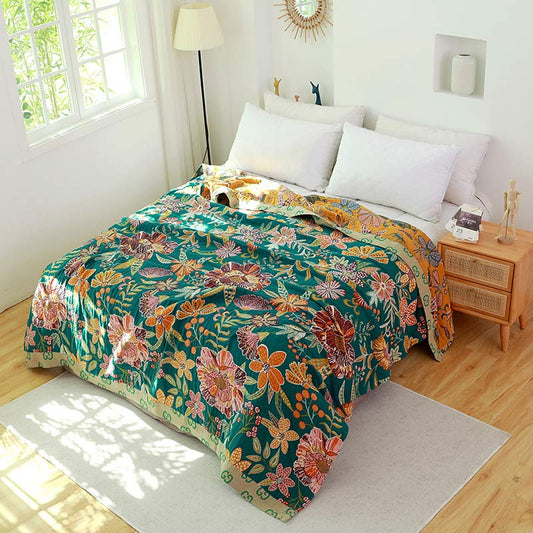 Reversible Cotton Quilt | Colorful Flower Patterns | Full, Queen, King Sizes