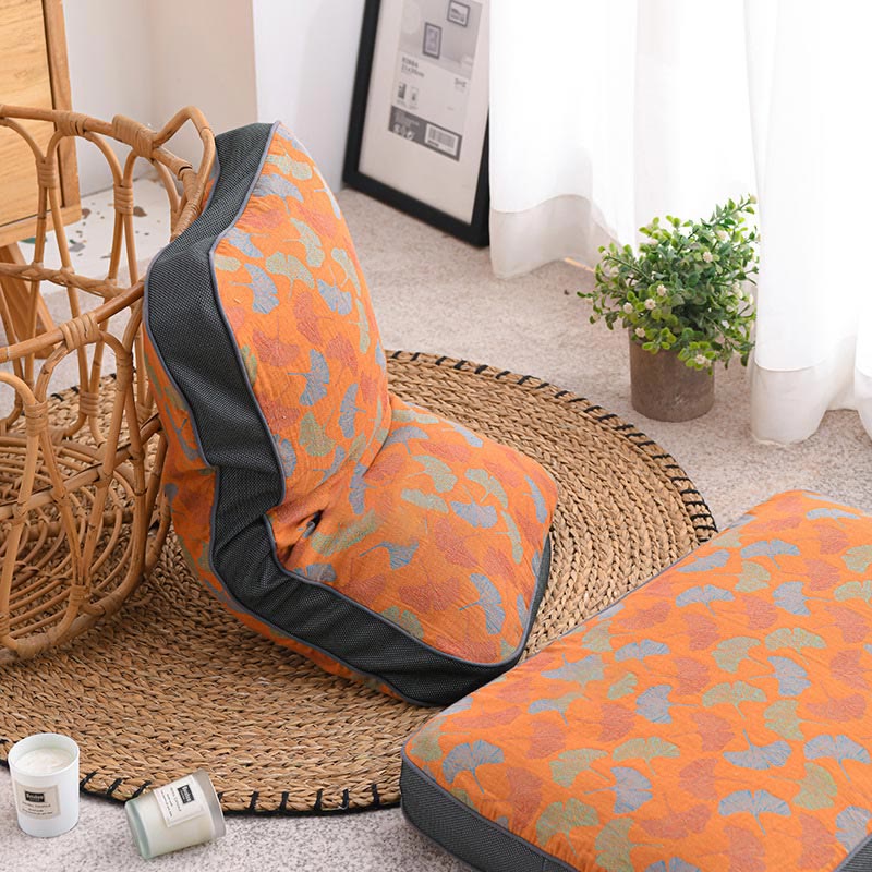 Buckwheat Pillow | Eco-Friendly Cotton Ginkgo Leaf Case | Small 14" x 21"