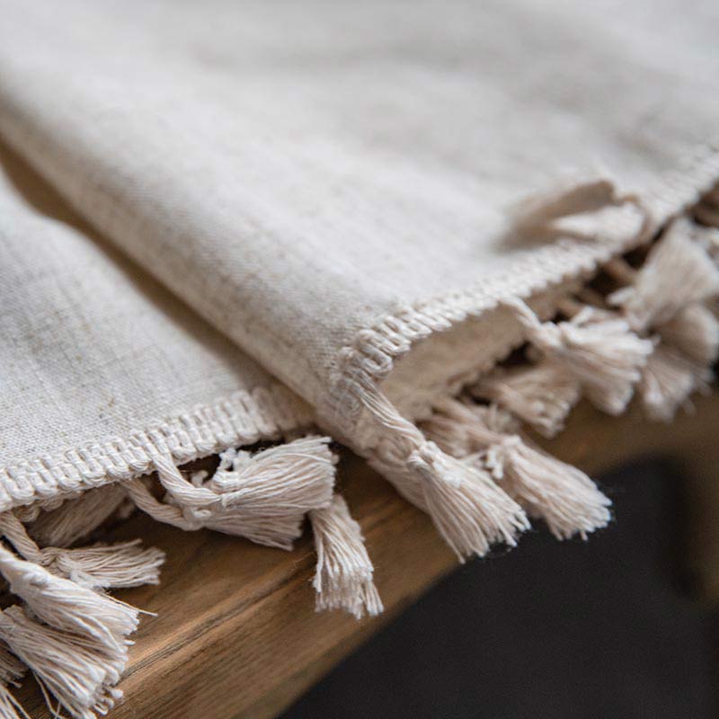 Boho Light Filtering Curtain | Beige Polyester | 1 Piece