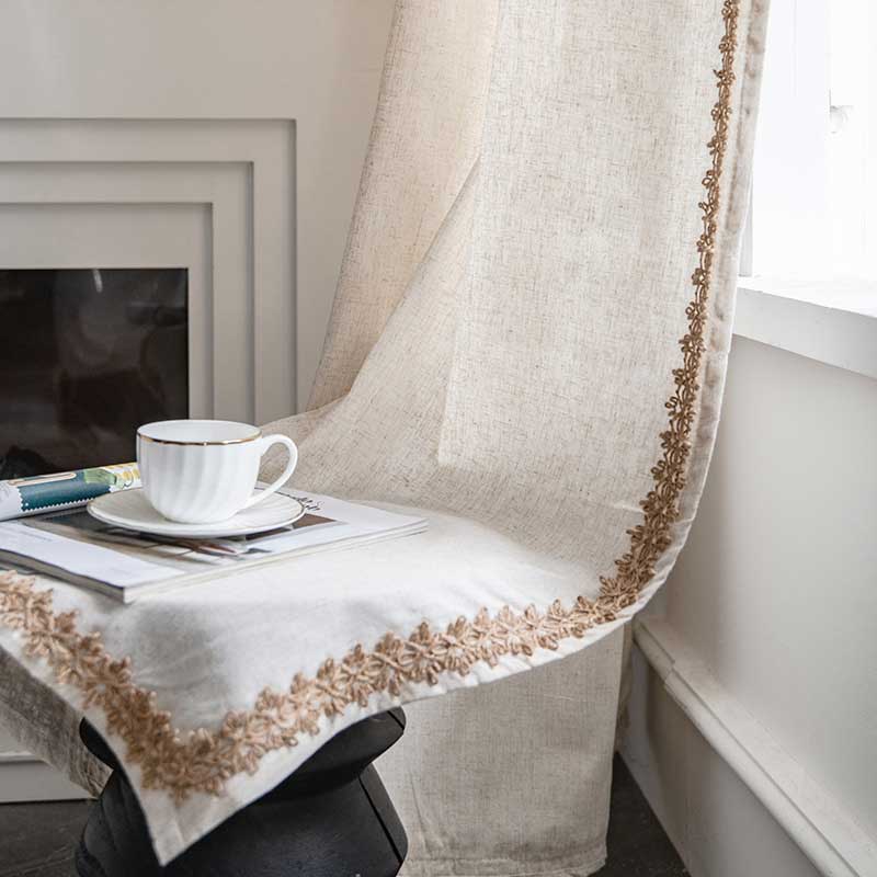Bohemian Semi-Blackout Curtain | Cotton Blend | Beige