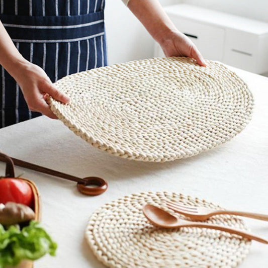 Oval Woven Placemats | Natural Corn Husk | Set of 2