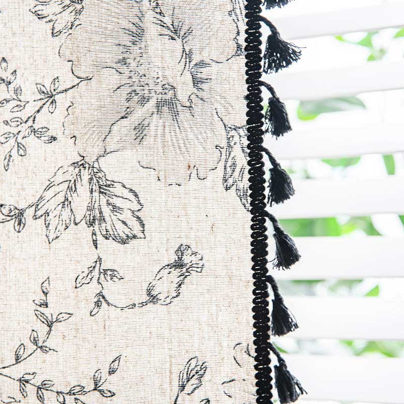Black Flower Curtain | Cotton Blend | Semi-Blackout Design