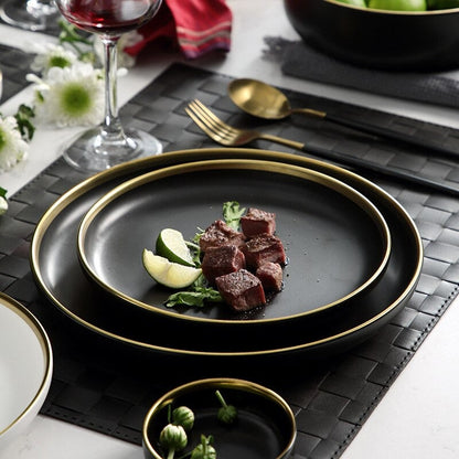 Legacy Dinnerware Set | Fine Porcelain | Black and Gold