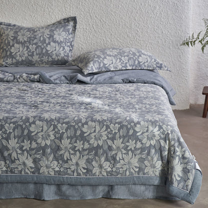 Double-Layer Cotton Gauze Floral Quilt | Eco-Friendly Organic Cotton | Available in Full, Queen, King Sizes