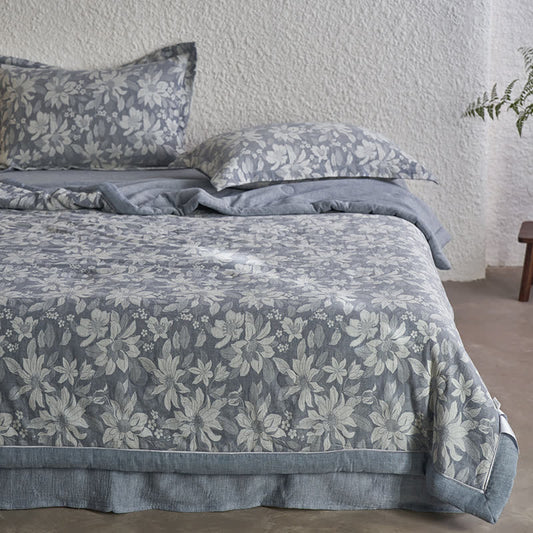Double-Layer Cotton Gauze Floral Quilt | Eco-Friendly Organic Cotton | Available in Full, Queen, King Sizes