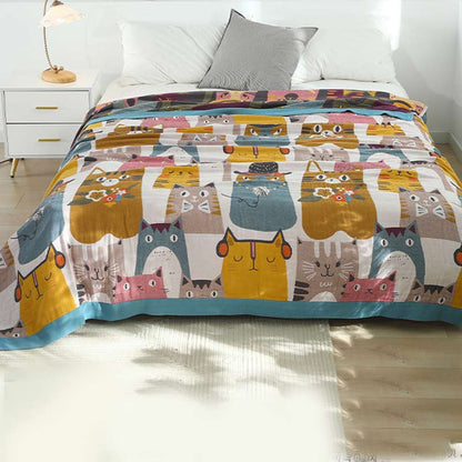 Cotton Quilt | Reversible Cute Cat Design | Full Size