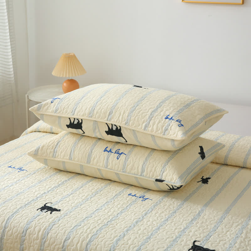 Pure Cotton Reversible Quilt | Black Cat Print | Available in Full, Queen, King Sizes