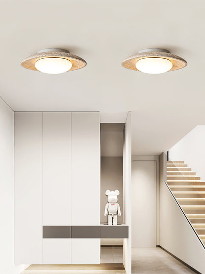 Luma Ceiling Light | Travertine Stone | Yellow