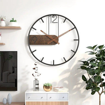 Horloge Murale | Acier et Noyer | EleganceTime