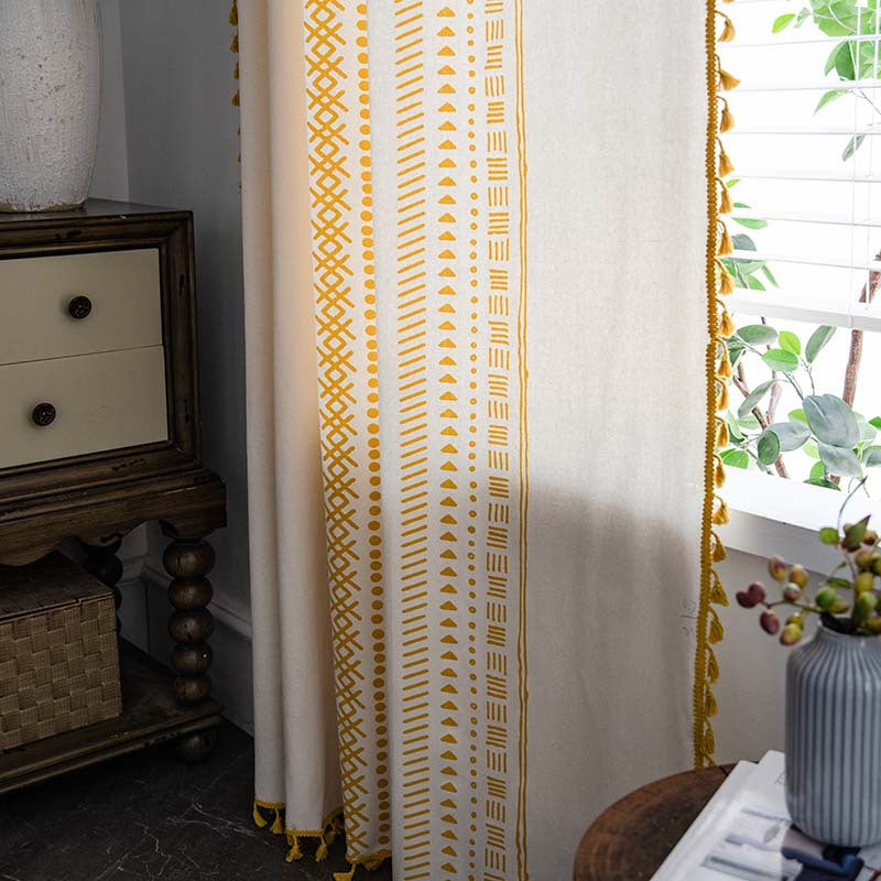 Bohemian Geometric Semi-Blackout Curtain | Cotton & Polyester | 1 Piece