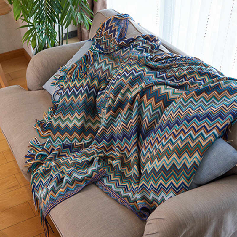 Striped Tassel Blanket | Soft Acrylic Fiber | Multiple Sizes