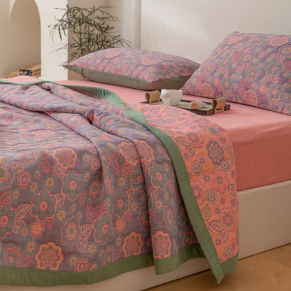 Reversible Floral Cotton Quilt | 100% Organic Cotton | Full/Queen/King Sizes