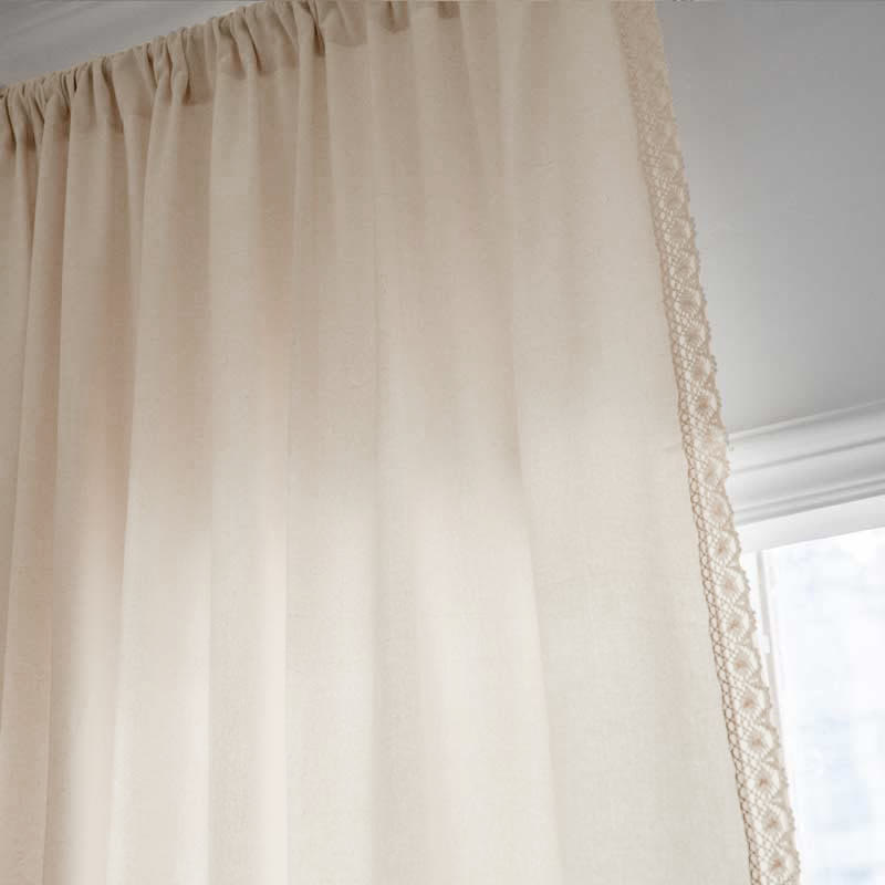 Cotton White Bohemian Curtain | Semi-Blackout with Tassel | 1 Piece