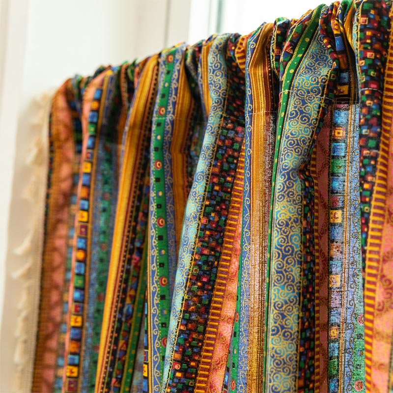 Plaid Tier Curtain | Cotton Linen | Colorful