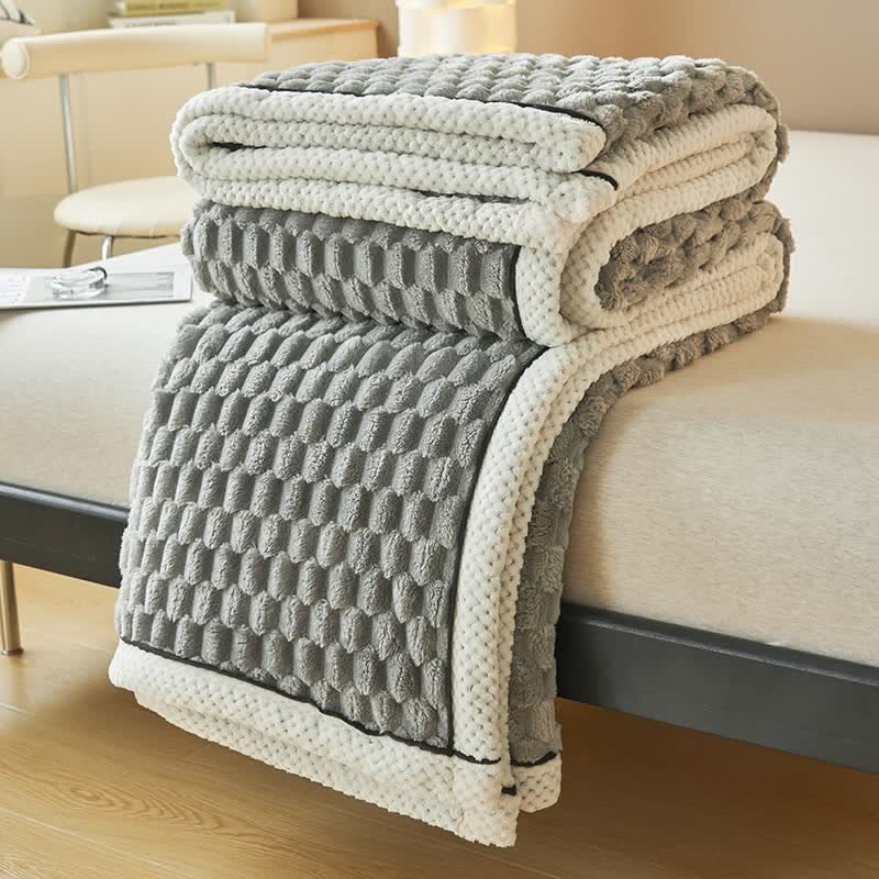 Thick Coral Fleece Throw Blanket | Reversible Polyester | Full/Queen Size