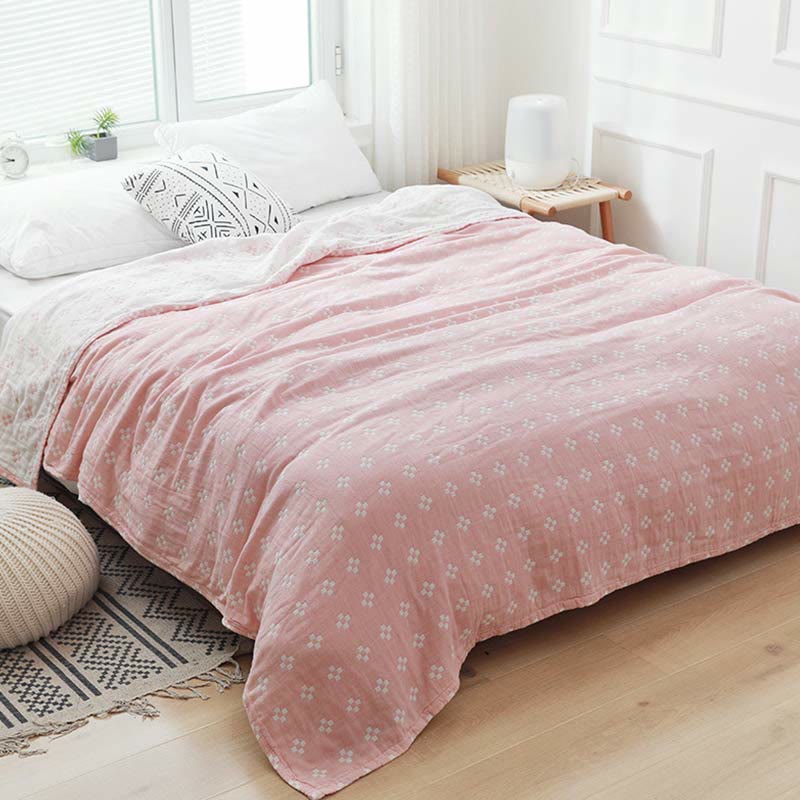 Mini White Plaid Quilt | 100% Organic Cotton | Lightweight Summer Bedding