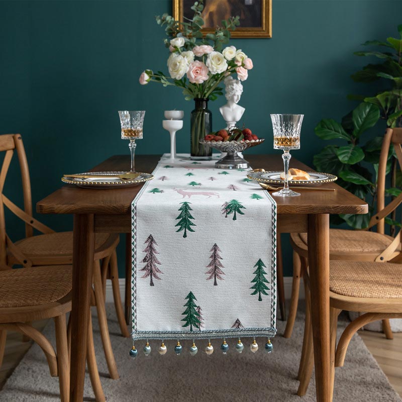 Christmas Tree Table Runner | Polyester | Light Background