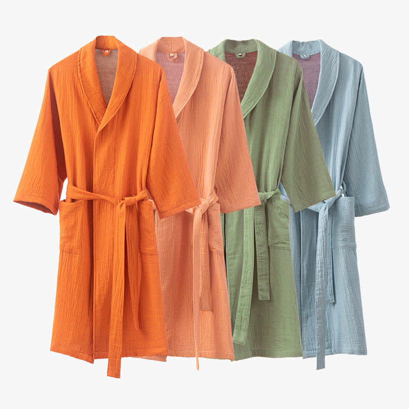 Cotton Gauze Bathrobe | Luxurious Softness | Solid Color