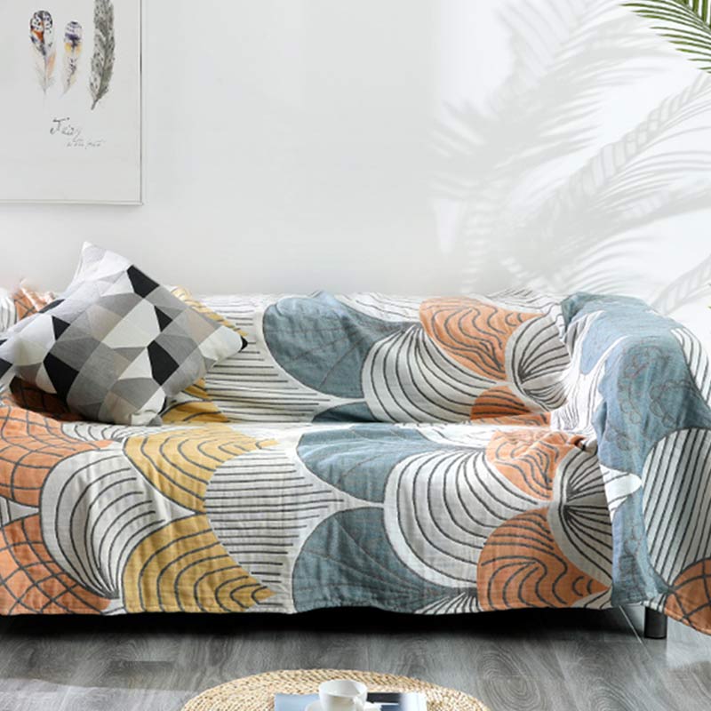 Reversible Cotton Blanket | Shell Print | 59" x 79"