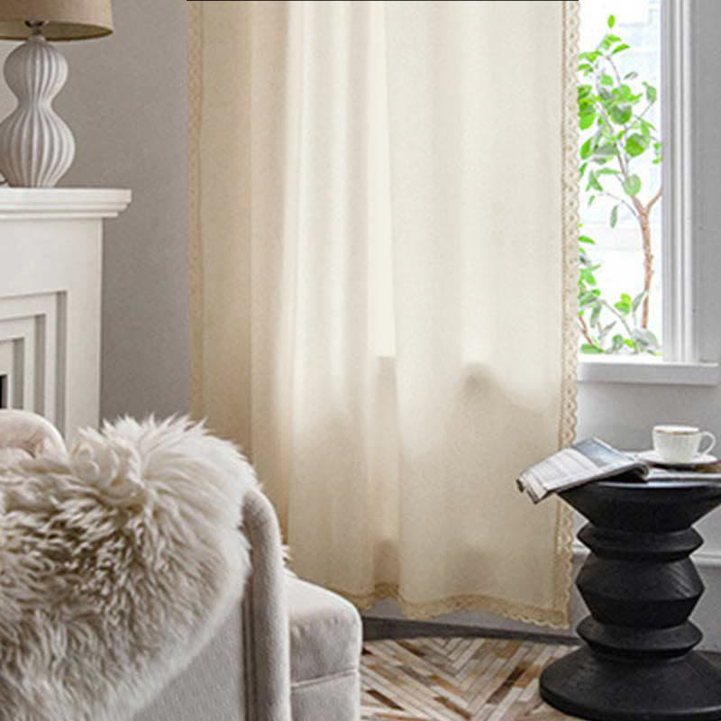 Cotton White Bohemian Curtain | Semi-Blackout with Tassel | 1 Piece