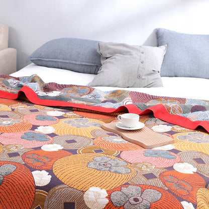 Reversible Cotton Gauze Quilt | Colorful Persimmon | Available in Full, Queen, King Sizes