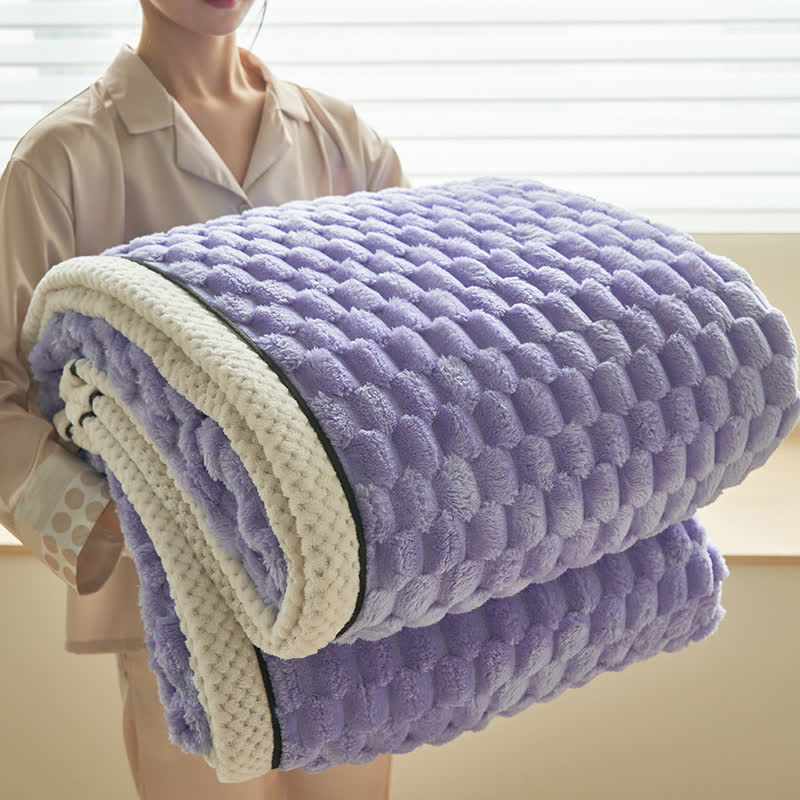 Thick Coral Fleece Throw Blanket | Reversible Polyester | Full/Queen Size