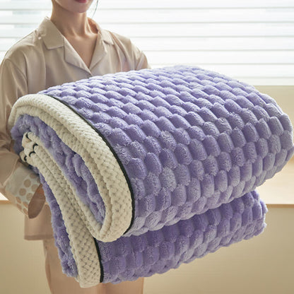 Thick Coral Fleece Throw Blanket | Reversible Polyester | Full/Queen Size