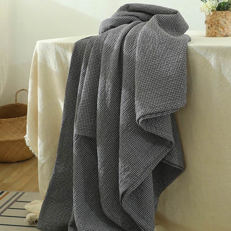 Plaid Sofa Blanket | Soft Cotton Gauze | Single Piece
