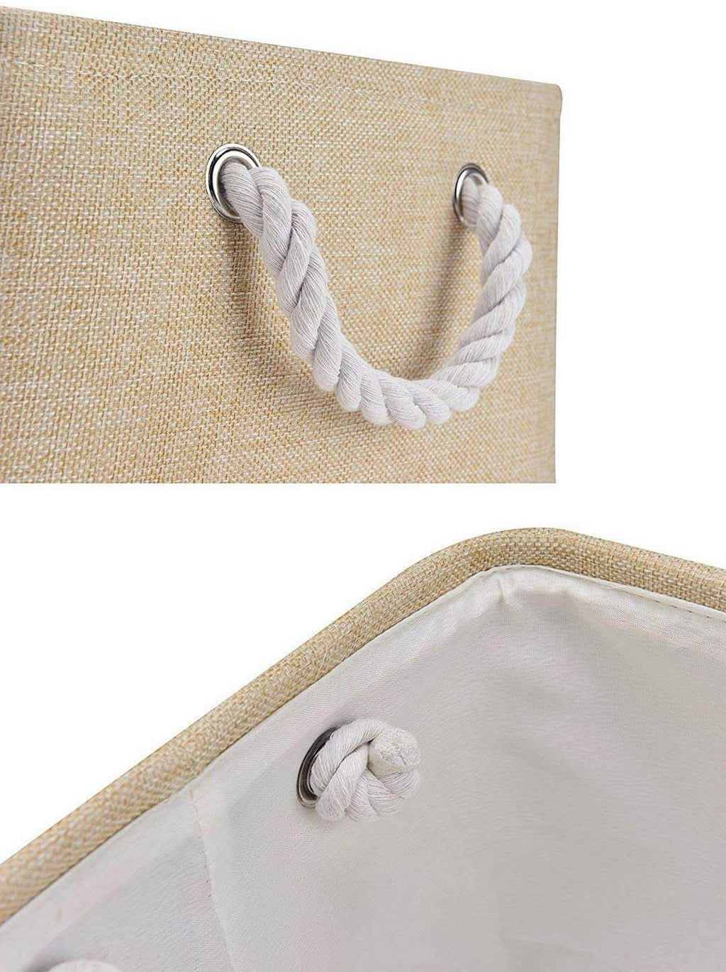 Fabric Storage Baskets | Durable Three-Layer Material | Beige, Set of 3