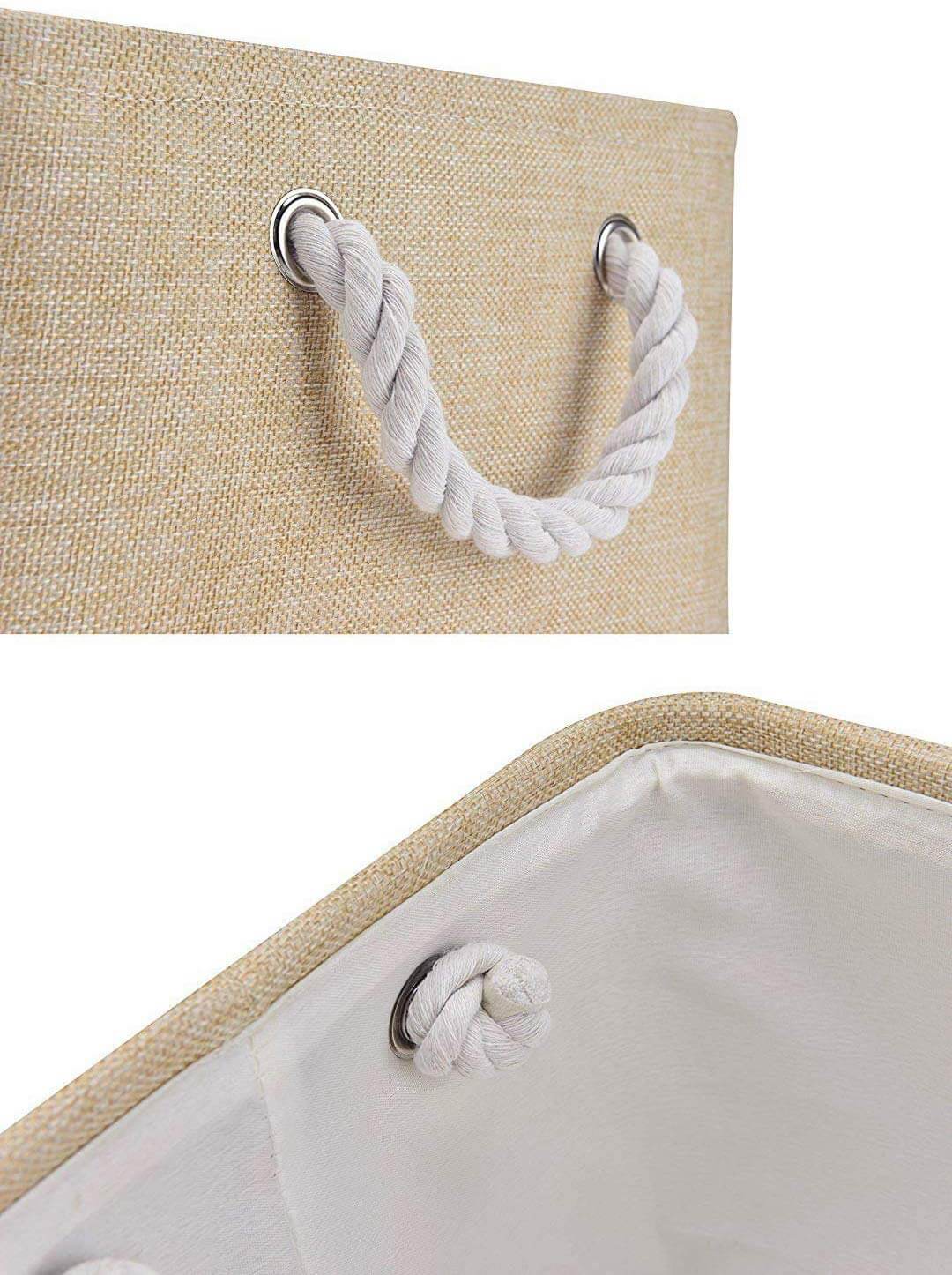 Fabric Storage Baskets | Durable Three-Layer Material | Beige, Set of 3