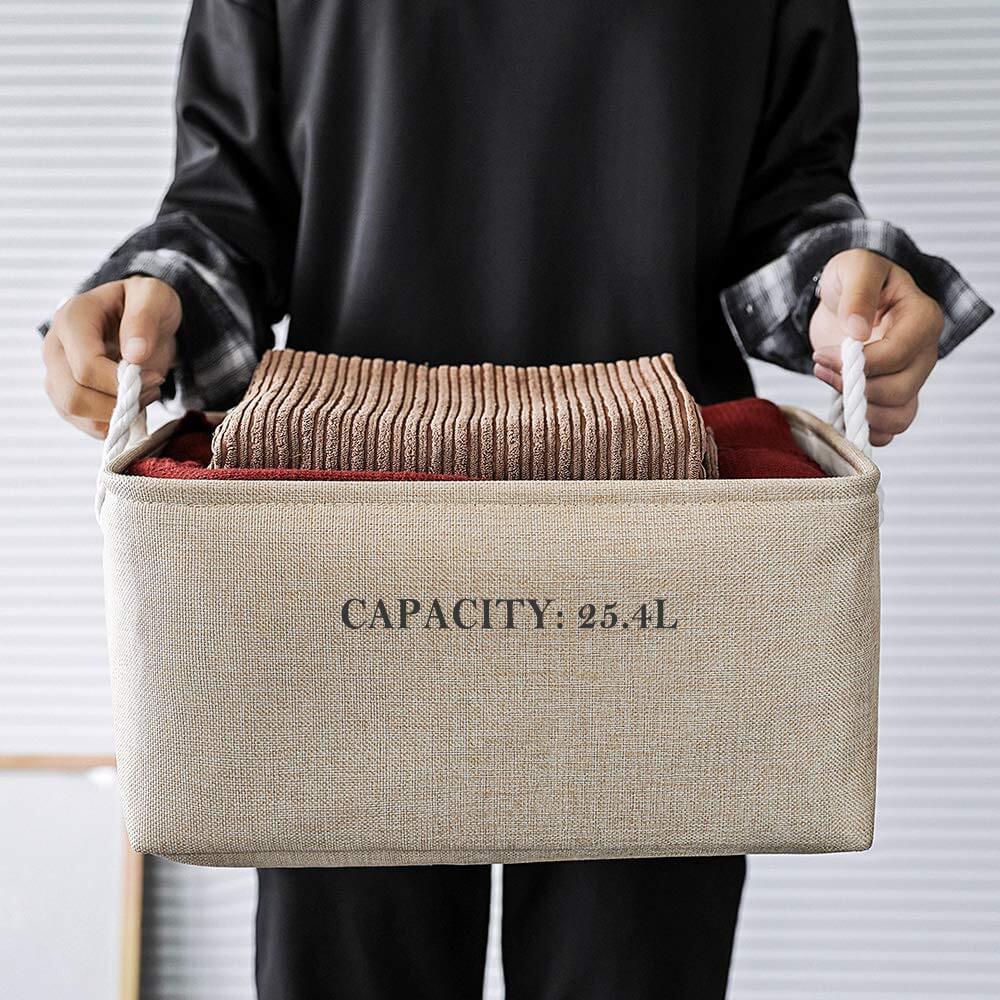 Fabric Storage Baskets | Durable Three-Layer Material | Beige, Set of 3