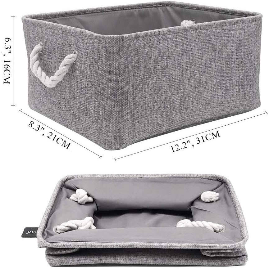 Fabric Storage Boxes | Premium Canvas | Grey | 3 Pack