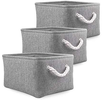 Fabric Storage Boxes | Premium Canvas | Grey | 3 Pack