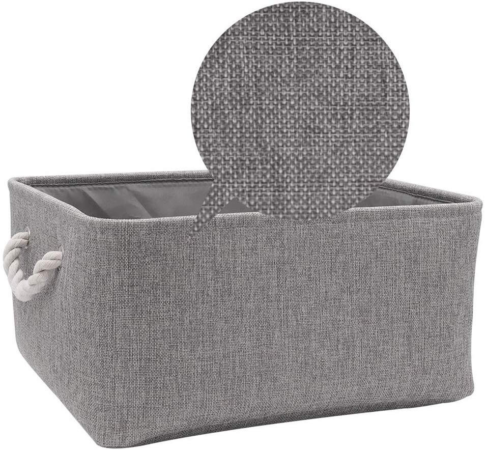 Fabric Storage Boxes | Premium Canvas | Grey | 3 Pack