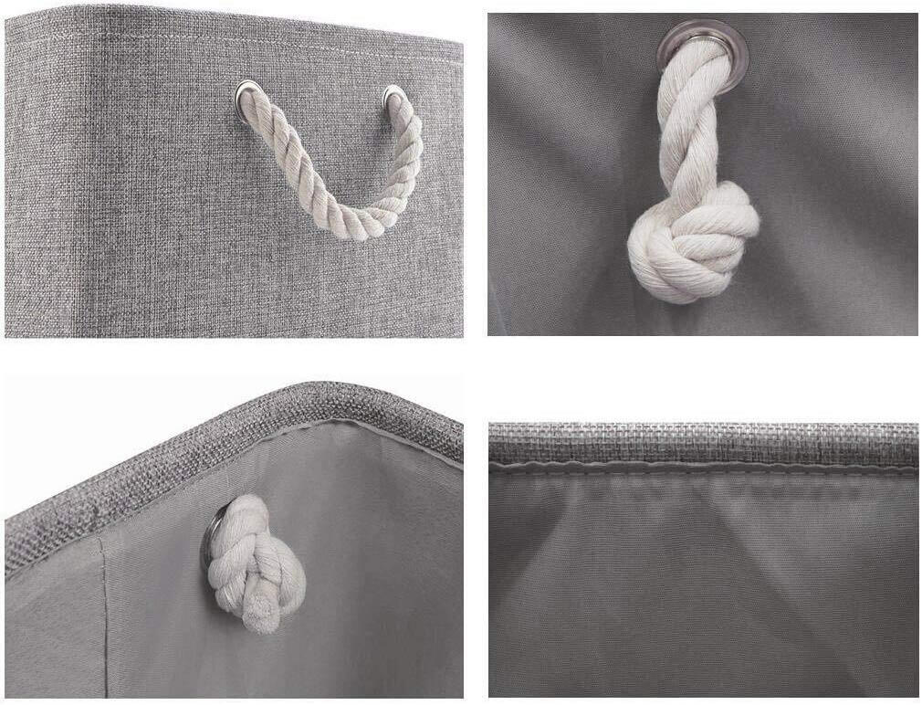 Fabric Storage Boxes | Premium Canvas | Grey | 3 Pack