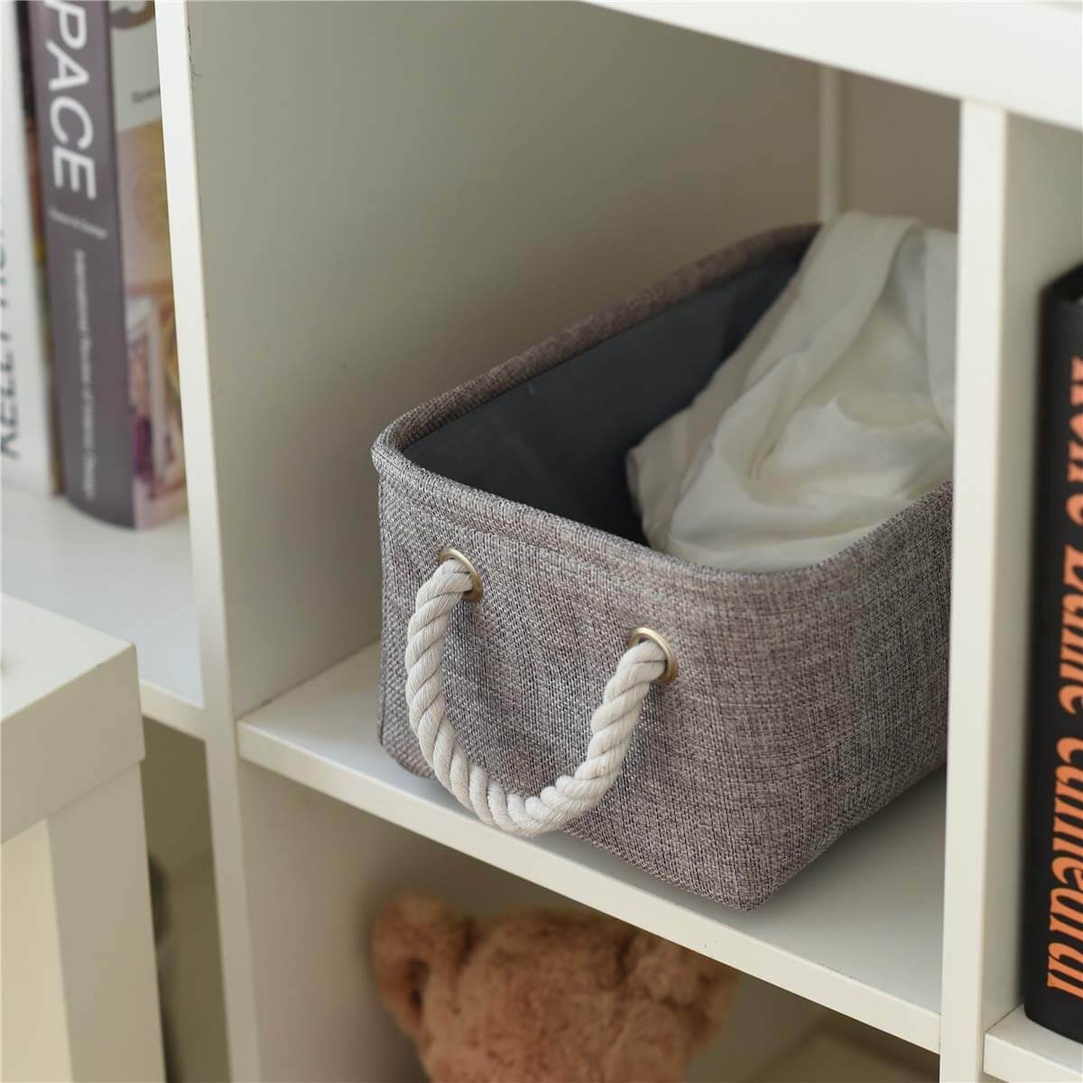 Fabric Storage Boxes | Premium Canvas | Grey | 3 Pack