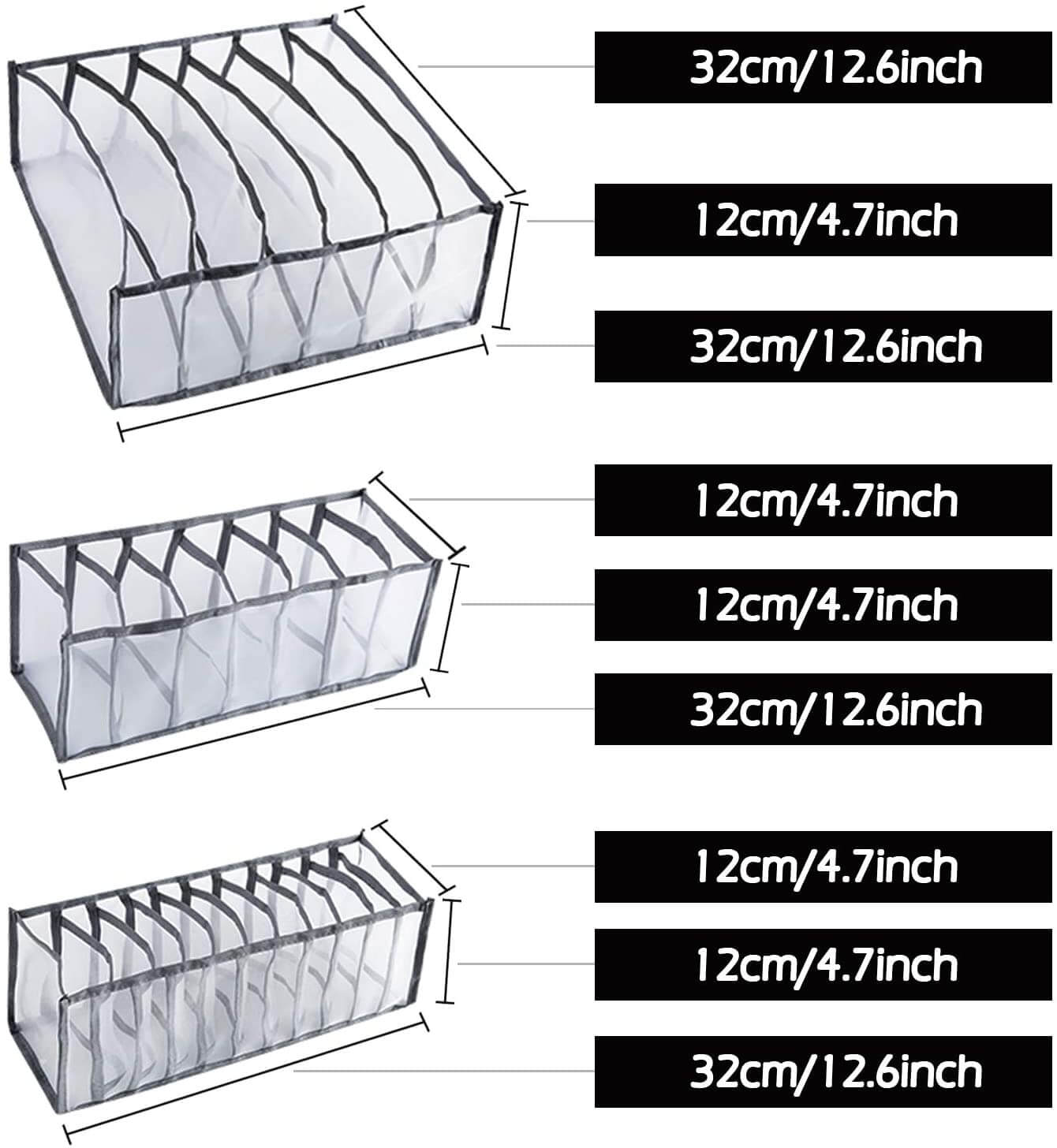 Drawer Organizers | Transparent Nylon | Set of 3