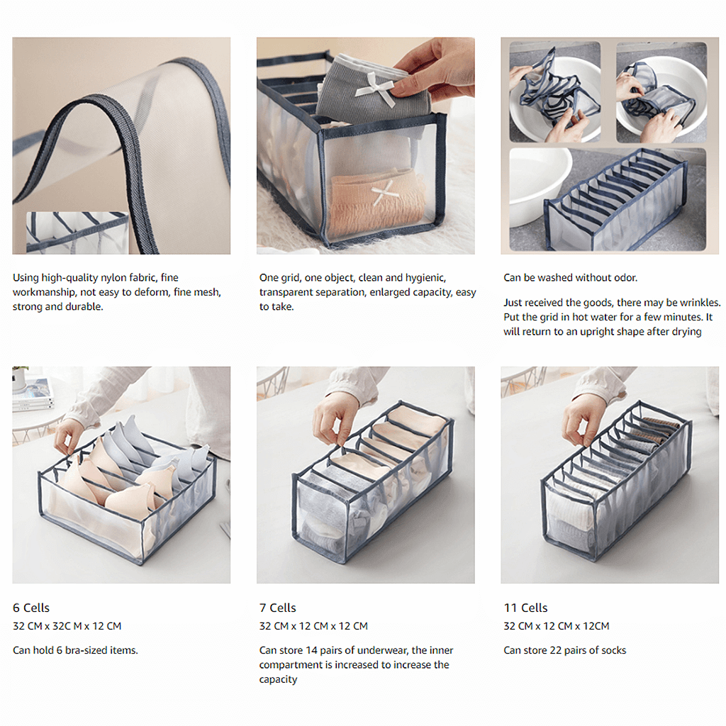 Drawer Organizers | Transparent Nylon | Set of 3