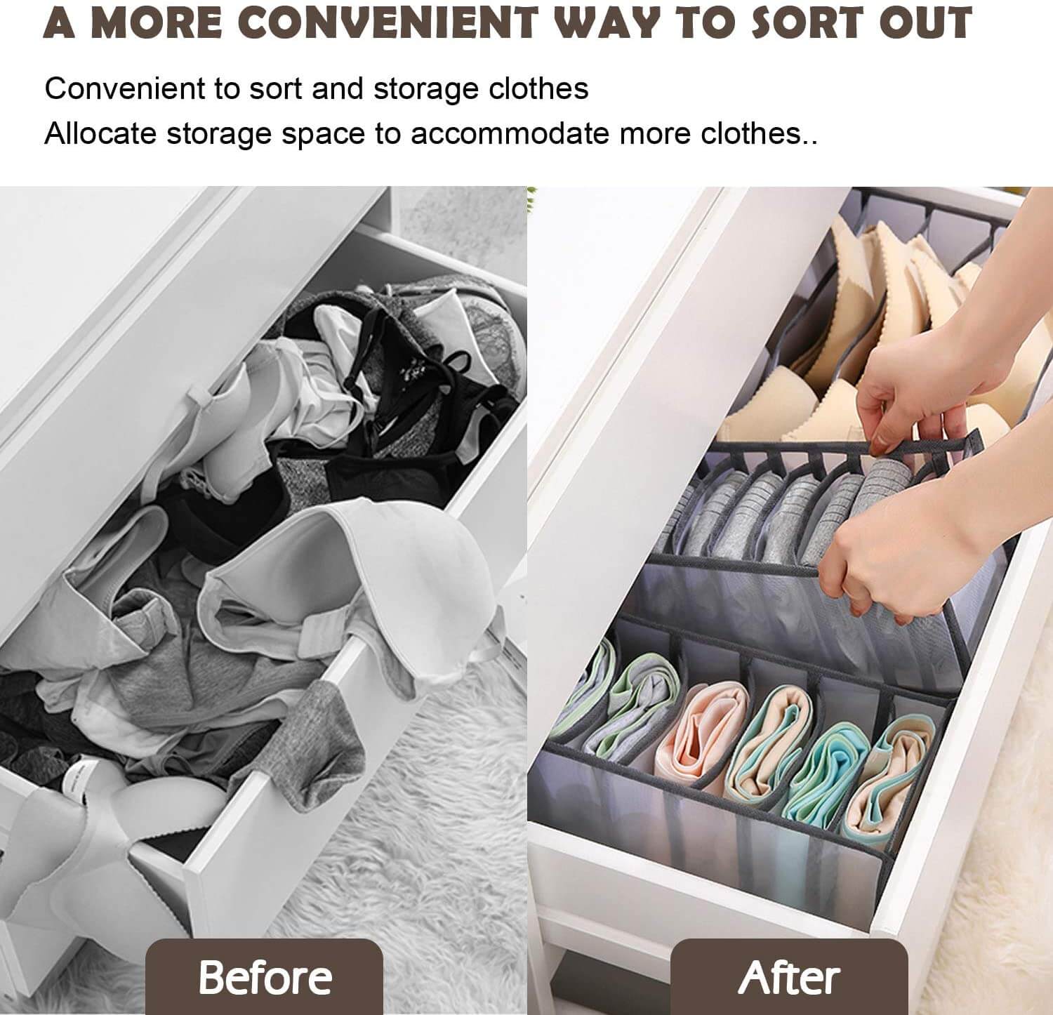 Drawer Organizers | Transparent Nylon | Set of 3