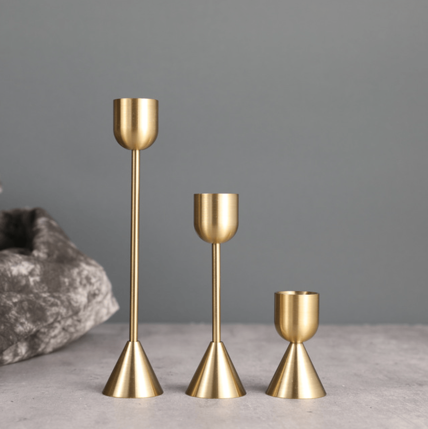 Candle Holders | Gold Metal | 3-Piece Set