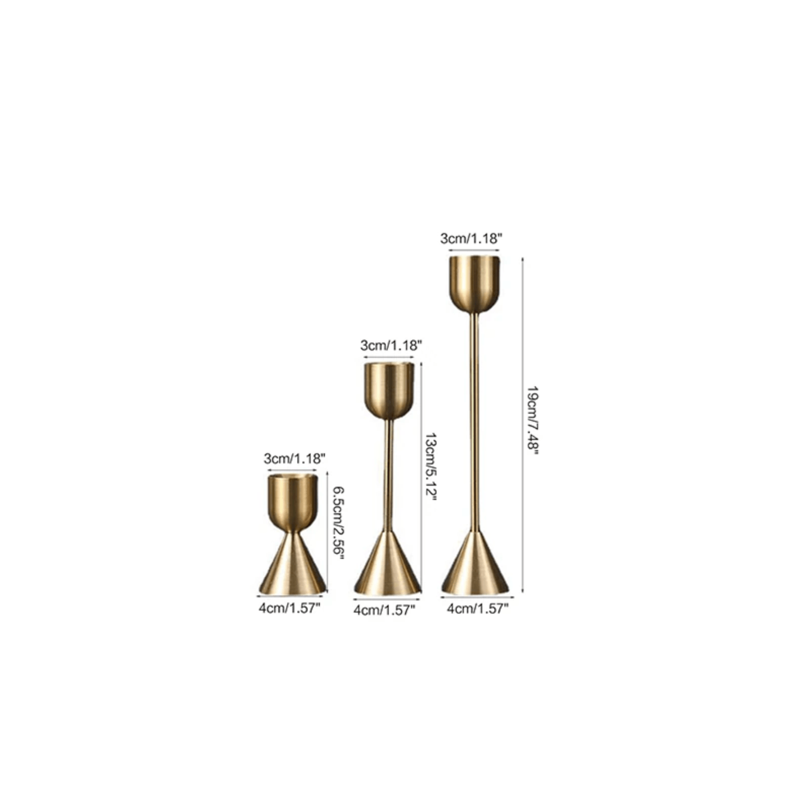 Candle Holders | Gold Metal | 3-Piece Set