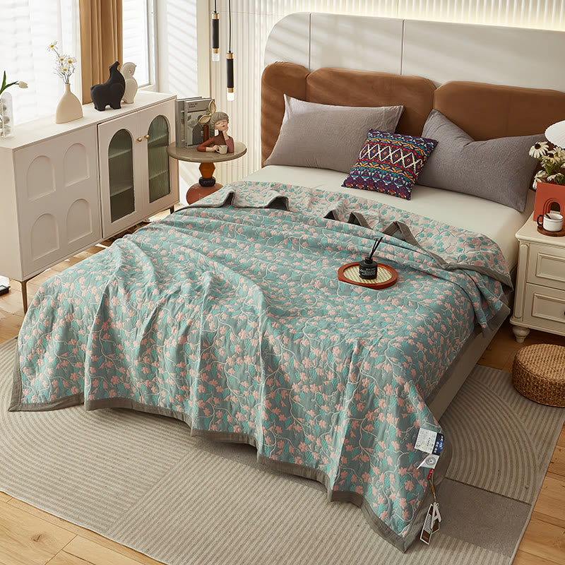 Vine Leaf Reversible Quilt | 100% Organic Cotton | Multiple Sizes