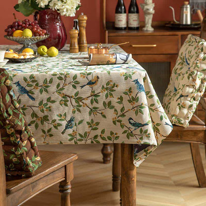 Pastoral Table Cover | Polyester Flower & Bird Print | Multiple Sizes